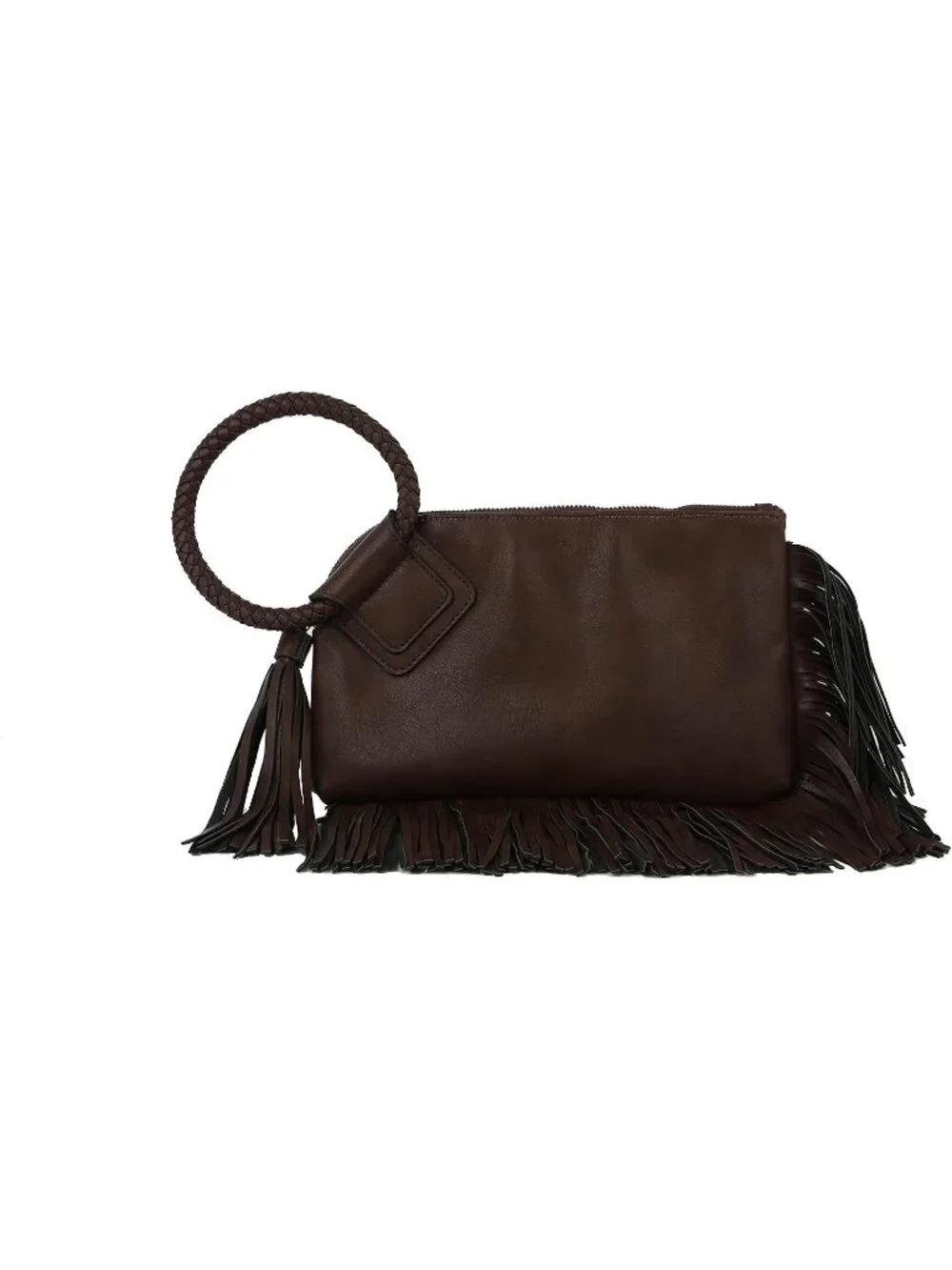 Women Fringe Coffee Leather Formal Purse Wristlet Wallet Casual Evening Handbag